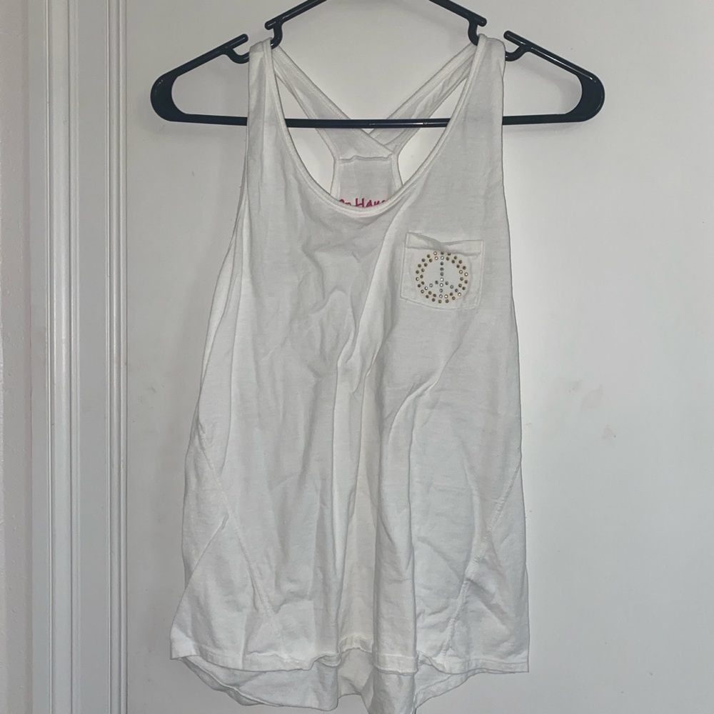 Hanes Kids White Peace Sign Tank Top